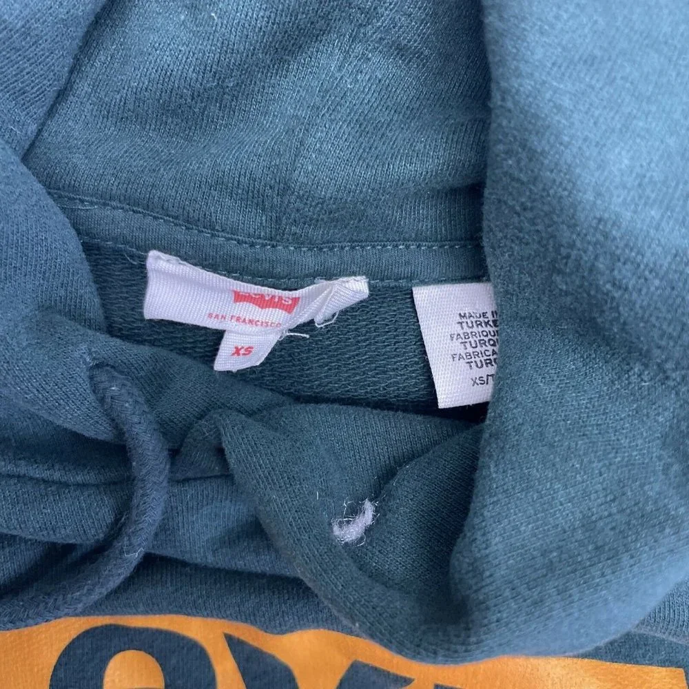 LEVI'S Burndlen Pullover Hoodie Sweatshirt Womens Size XS Dark Green Free Ship - Picture 4 of 6